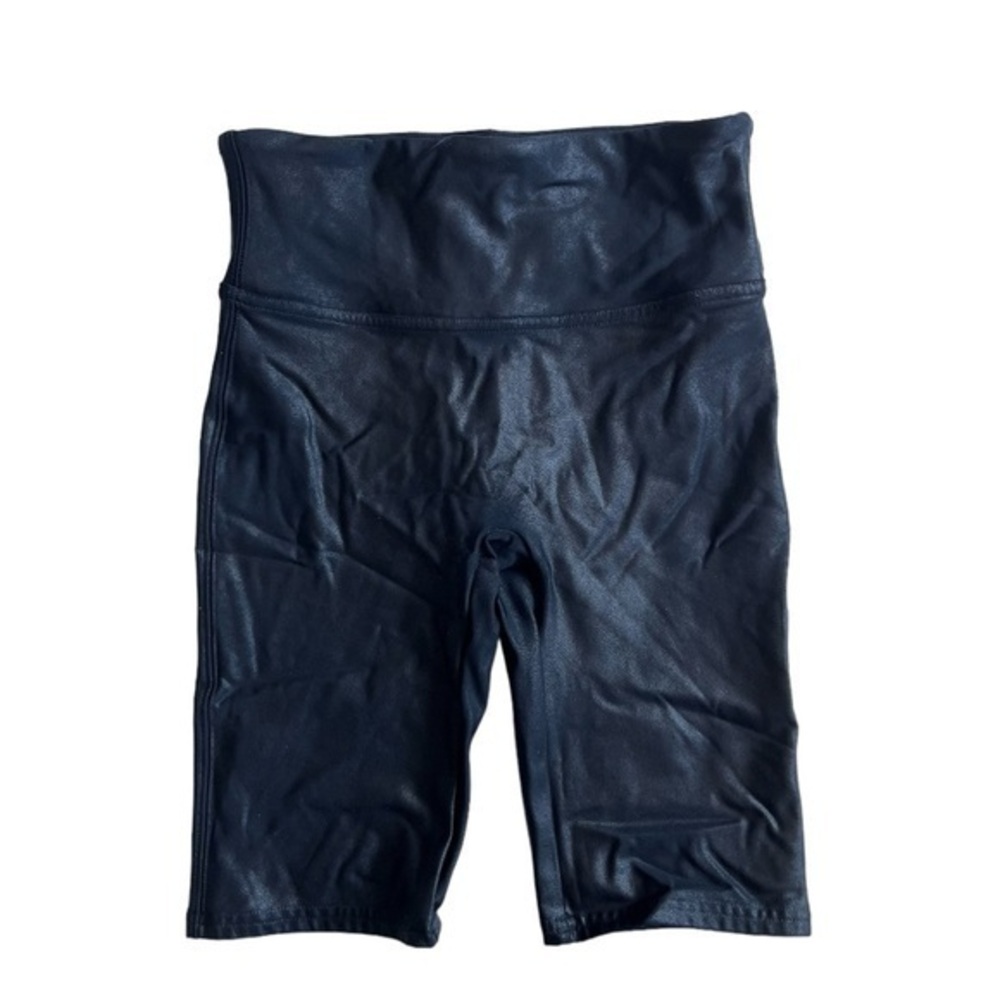 SPANX Black Faux Leather Bike Shorts